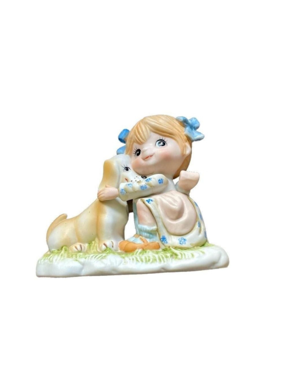 Vintage Penco Japan LuvUms Girl Hugging Dog Figurine - Love Is Togetherness